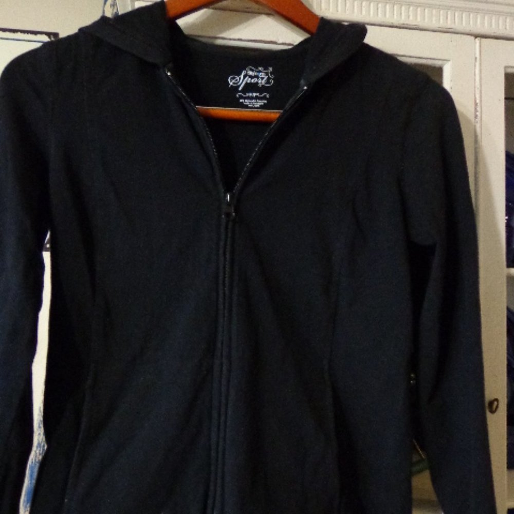 Jacket Hood Sz PP Style & Co. Petite Sport Black - Picture 3 of 4